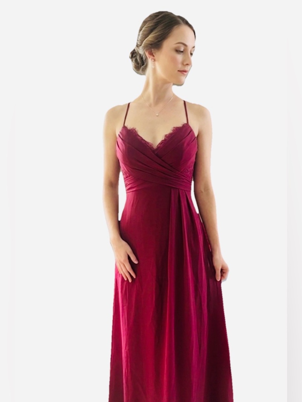 HAYLEY PAIGE OCCASIONS chiffon burgundy maxi dress size 4 Excellent Condition
